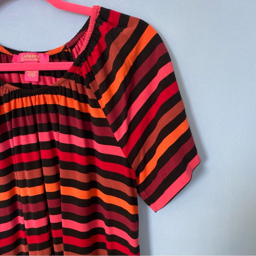 Catherine Malandrino Top Size Small Bright Striped Short Sleeve colorful - Picture 4 of 9